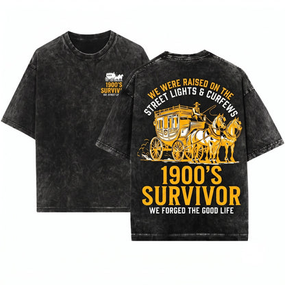 1900s Gen X Survivor Funny Graphic Novelty Unisex Wash T-Shirt
