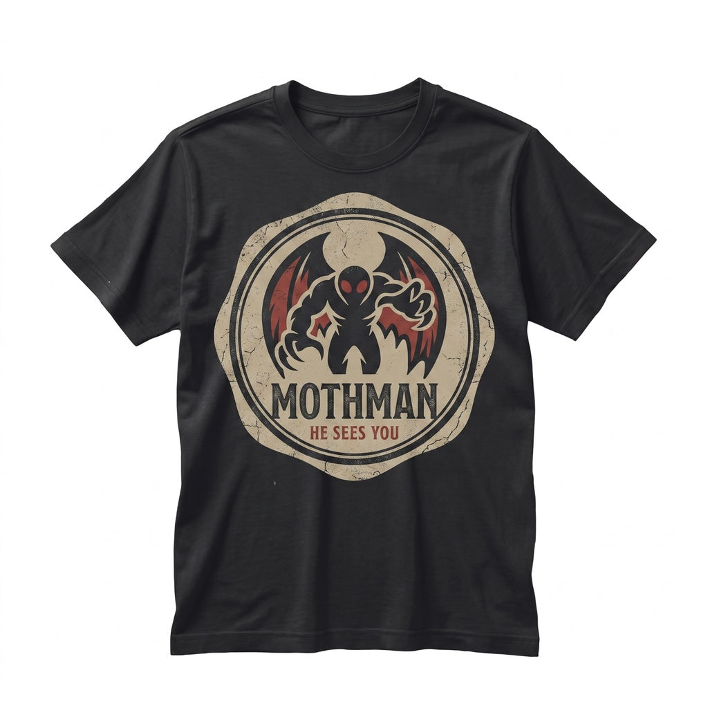 Vintage Mothman Cryptid Graphic Spooky Halloween Gothic Horror Monster Unisex TShirt