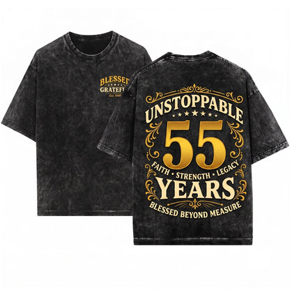 Blessed By God 55 Years Faith Christian Birthday Anniversary Gift Religious Unisex Wash T-Shirt