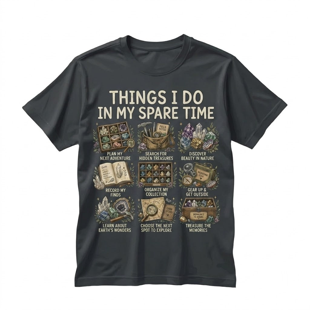 Rockhound Geology Gift Things I Do In My Spare Time Crystal Collector Vintage Mineral Nature Lover Dark Academia Unisex TShirt