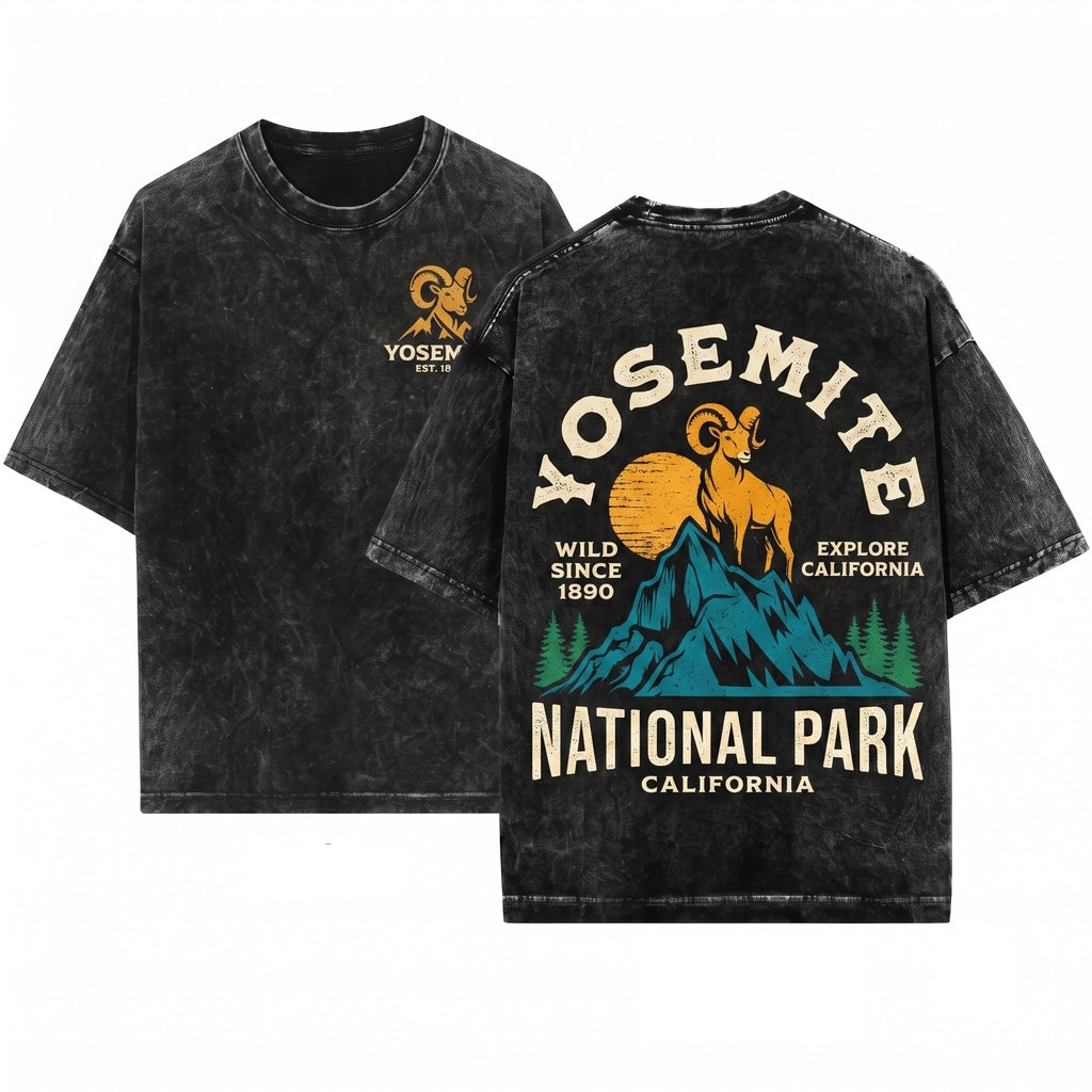Yosemite National Park California Outdoor Camping Hiking Unisex Wash T-Shirt