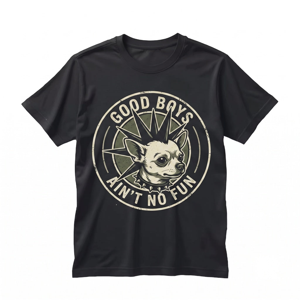 Good Boys Aint No Fun Funny Dog Punk Grunge Retro 80s 90s Vintage Witchy Goth Emo Graphic Unisex TShirt