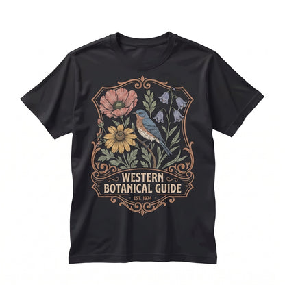 Vintage Bluebird Botanical Graphic Classic Wildflower Garden Nature Lover Gift Unisex TShirt