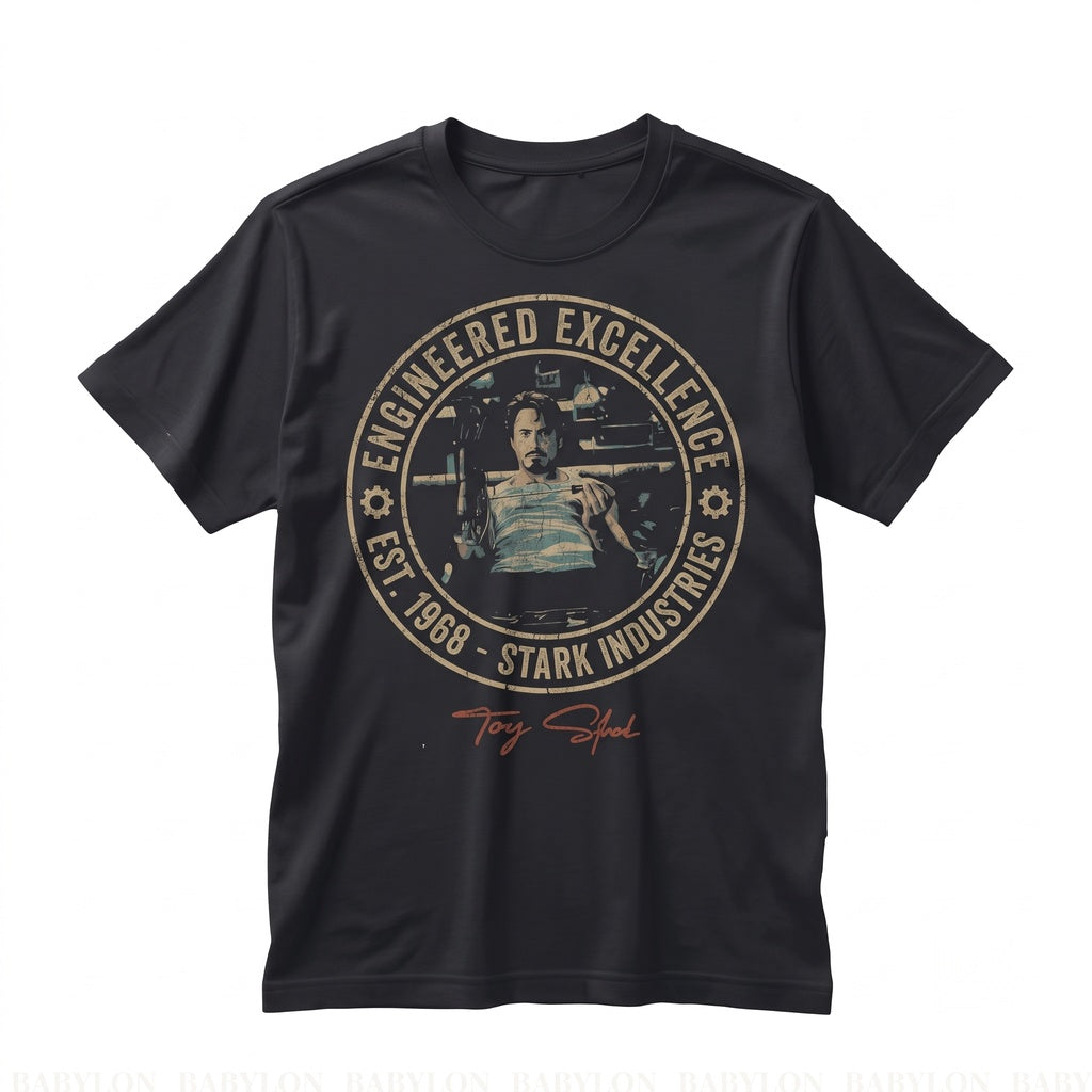 Vintage Retro Tony Stark Arc Reactor Superhero Graphic Movie Fan Gift Unisex TShirt