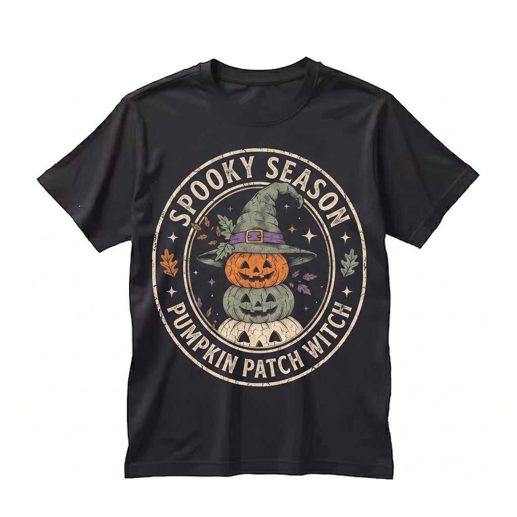 Pumpkin Witch Stacked Jack O Lantern Graphic Autumn Harvest Gothic Spooky Seasonal Gift Unisex TShirt