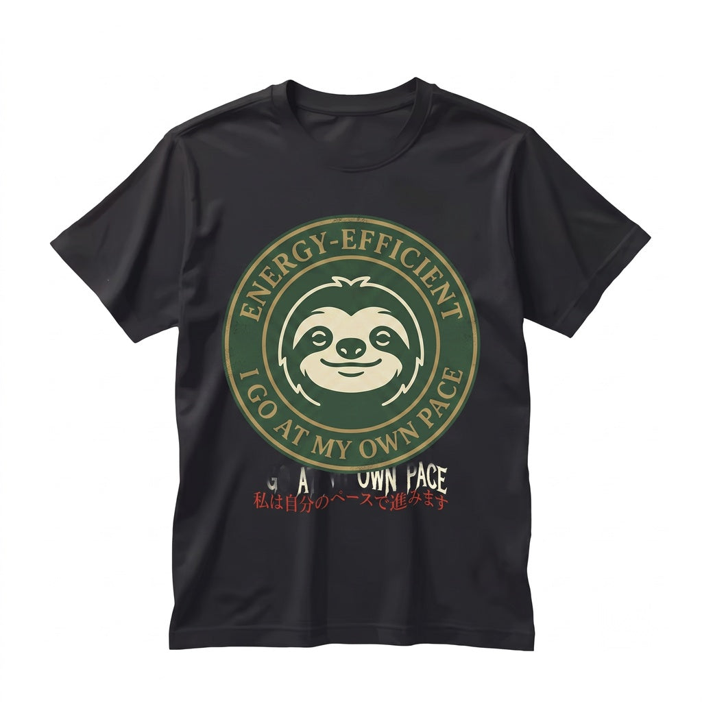 Energy Efficient Lazy Sloth Retro Vintage Japanese Graphic Unisex TShirt