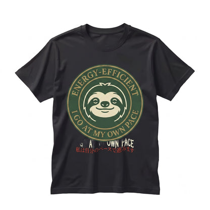 Energy Efficient Lazy Sloth Retro Vintage Japanese Graphic Unisex TShirt