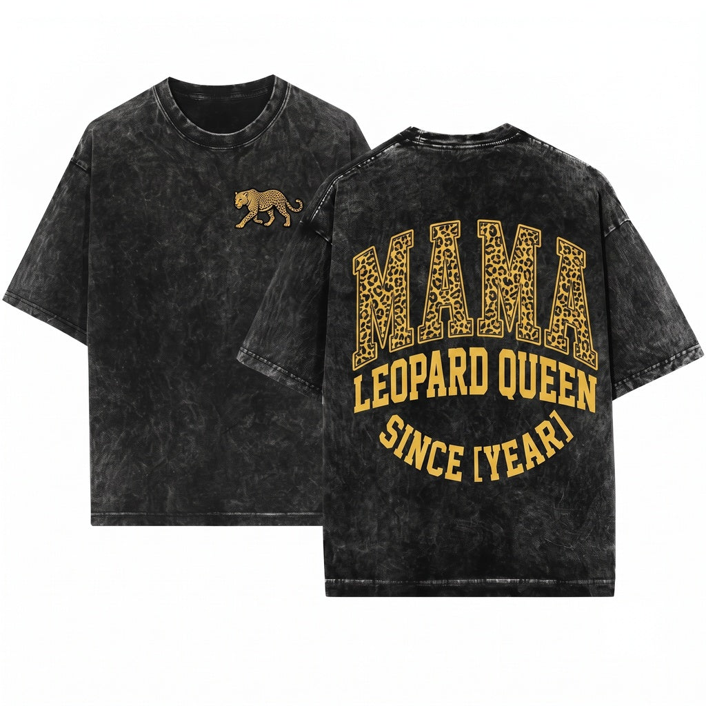 Mama Leopard Print Crewneck Sweatshirt Gift Unisex Wash T-Shirt
