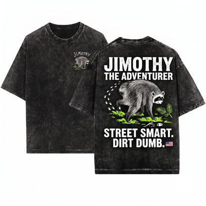 Jimothy Famous Seattle Trash Panda Hand Drawn Short King Raccoon Unisex Wash T-Shirt