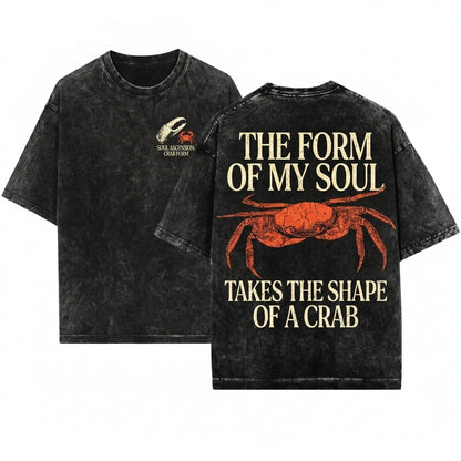 The Form of My Soul Funny Vintage Japanese Crab Graphic Apparel Unisex Wash T-Shirt