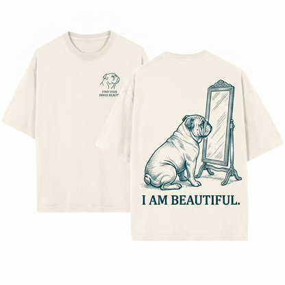 Positive Affirmation English Bulldog Self Care Motivational Dog Mom Or Dad Gift Unisex Heavyweight Garment-Dyed T-Shirt