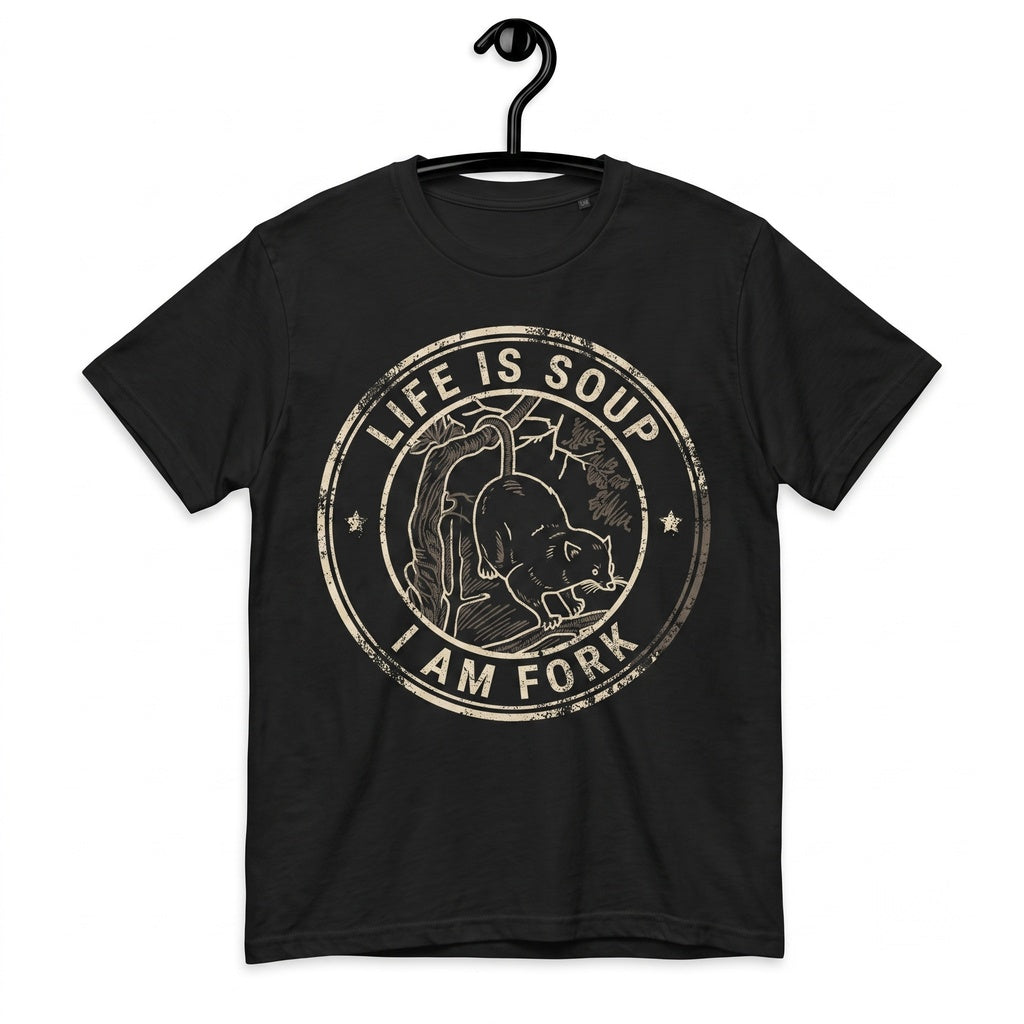 Life Is Soup I Am Fork Possum Opossum Gift Dark Academia Funny Gen Z Weird Meme Ironic Unisex TShirt