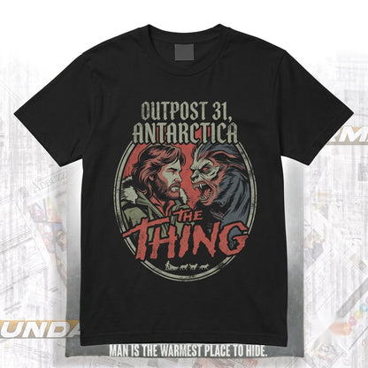 1982 The Thing Man Is Warmest Place To Hide Retro 80s Horror Sci-Fi Graphic Unisex TShirt