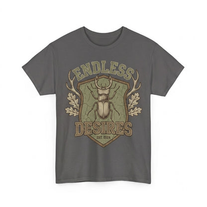 Cursed with Endless Desires Vintage Japanese Stag Beetle Graphic Print Unisex TShirt
