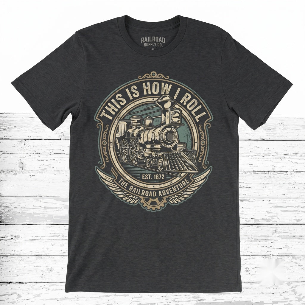 Locomotive Railroad Train Lovers Engineer Gifts Apparel, Vintage Steam Conductor Railway Graphic Novelty Top, Unisex TShirt