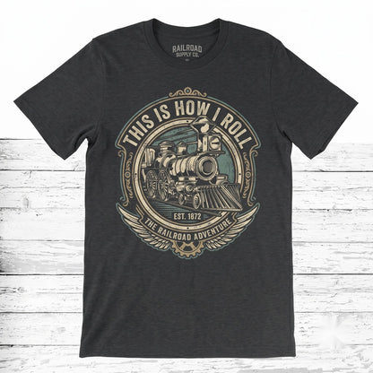 Locomotive Railroad Train Lovers Engineer Gifts Apparel, Vintage Steam Conductor Railway Graphic Novelty Top, Unisex TShirt