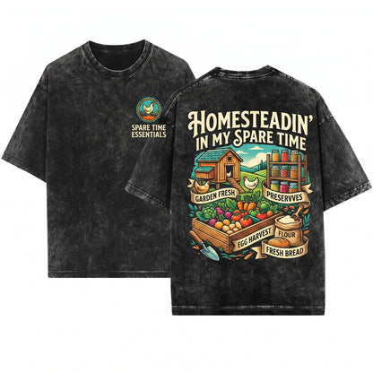Things I Do In My Spare Time Homesteading Gardening Farmer Chickens Canning Gift Unisex Wash T-Shirt