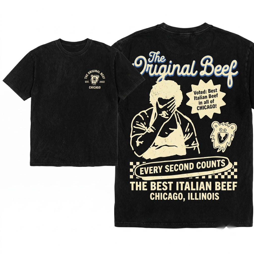 Retro Chicagoland Original Beef Carmi Bear Restaurant Graphic Unisex Wash T-Shirt