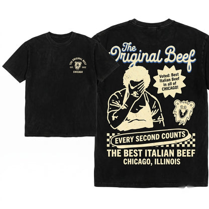 Retro Chicagoland Original Beef Carmi Bear Restaurant Graphic Unisex Wash T-Shirt