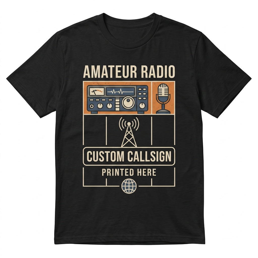 Personalized Ham Radio Operator Apparel, Custom Callsign Amateur Enthusiast Present, Vintage Tech Hobbyist Clothing, Unisex TShirt
