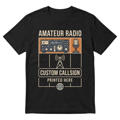Personalized Ham Radio Operator Apparel, Custom Callsign Amateur Enthusiast Present, Vintage Tech Hobbyist Clothing, Unisex TShirt