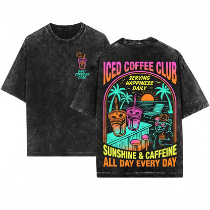 Iced Coffee Sunshine Summer Vibes Lover Gift Unisex Wash T-Shirt