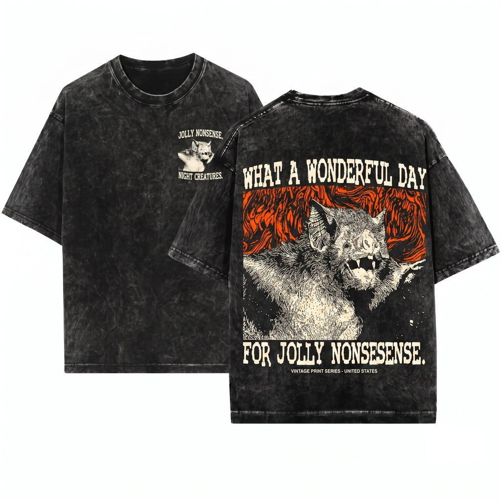What a Wonderful Day Bat Vintage Sweater Unisex Wash T-Shirt