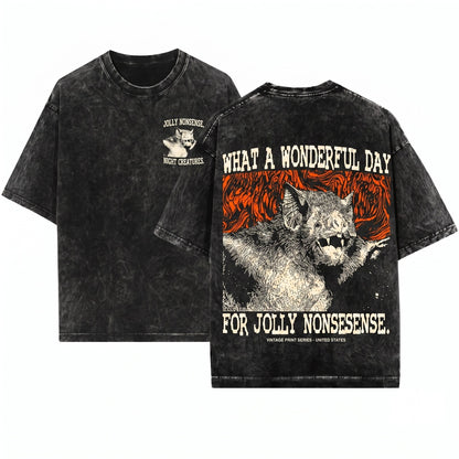 What a Wonderful Day Bat Vintage Sweater Unisex Wash T-Shirt