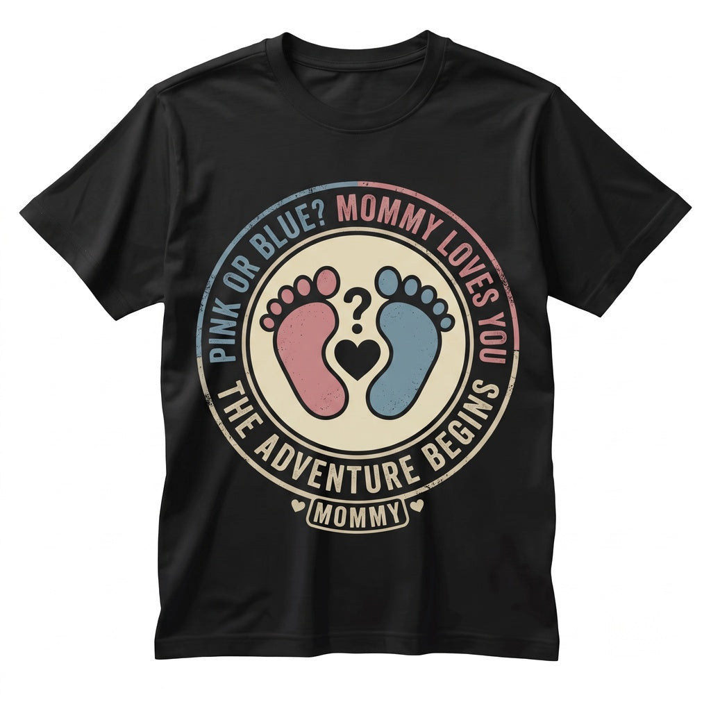 Pink Or Blue Mommy Loves You Gender Reveal Party Announcement Unisex TShirt