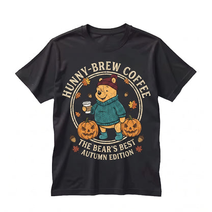 Cute Honey Bear Pumpkin Halloween Coffee Vibes Autumn Holiday Gift Unisex TShirt