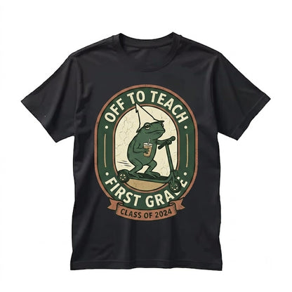 Cute 1st Grade Elementary Teacher Back to School Silly Frog Iced Coffee Unisex TShirt