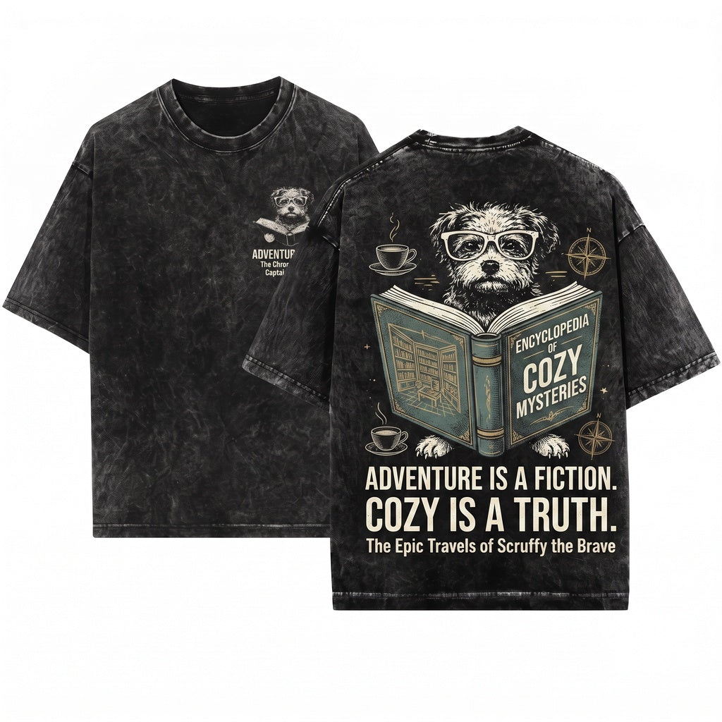 Yorkiepoo Doodle Dog Reading Librarian Bookworm Mom Dad Gift Unisex Wash T-Shirt