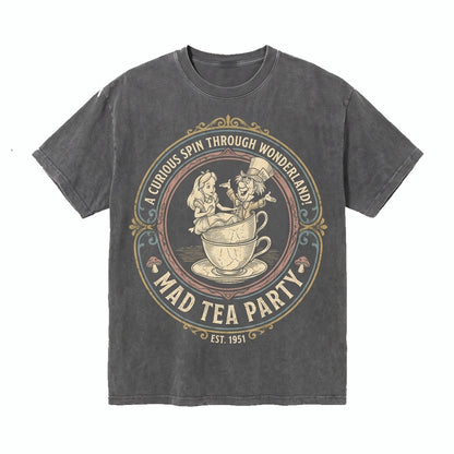 Oversized Alice In Wonderland Mad Hatter Tea Party Vacation Graphic Unisex TShirt