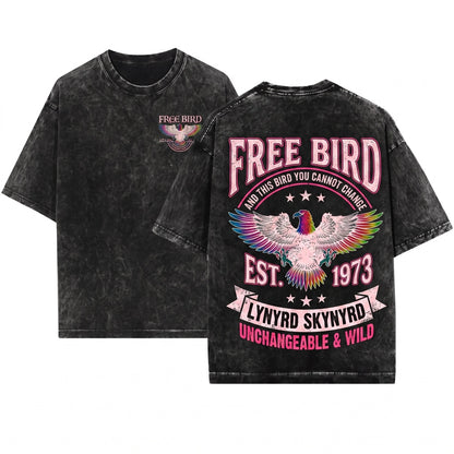 Vintage Free Bird Lynyrd Skynyrd Rock Music Graphic Retro Style Unisex Wash T-Shirt