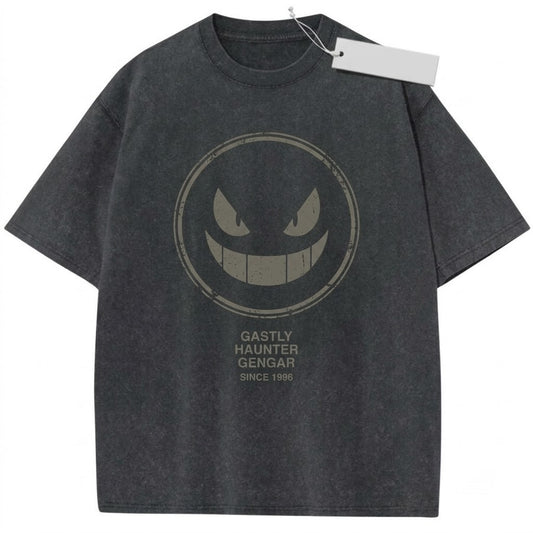 Vintage Wash Ghost Shadow Monster Graphic Minimalist Retro Streetwear Oversized Anime Gamer Gift Unisex TShirt