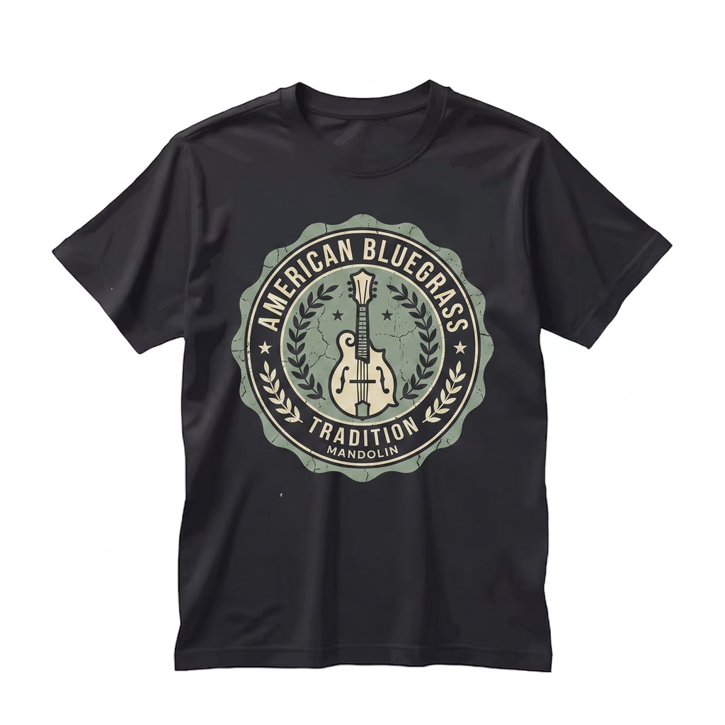 Vintage Mandolin Player Gift Retro Bluegrass Acoustic Folk Musician Graphic Unisex TShirt