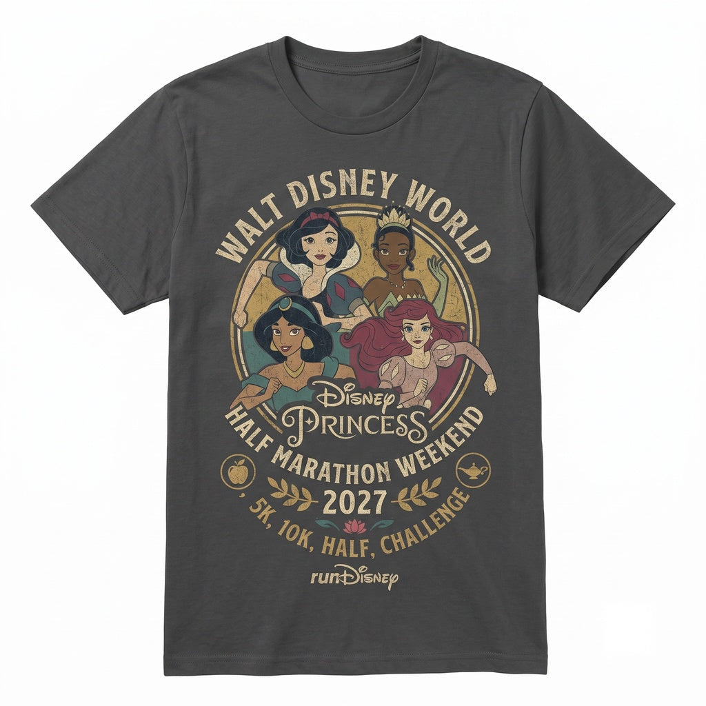 Princess Half Marathon Weekend Disney Fairytale Running Ariel Jasmine 5K Trip Apparel Unisex TShirt