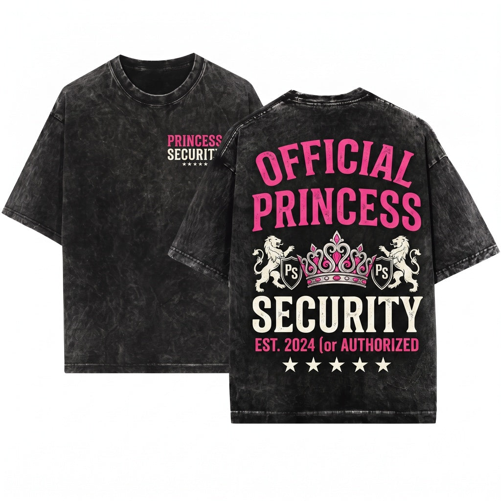 Funny Princess Security Dad Birthday Party Gift Unisex Wash T-Shirt