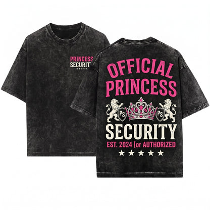 Funny Princess Security Dad Birthday Party Gift Unisex Wash T-Shirt