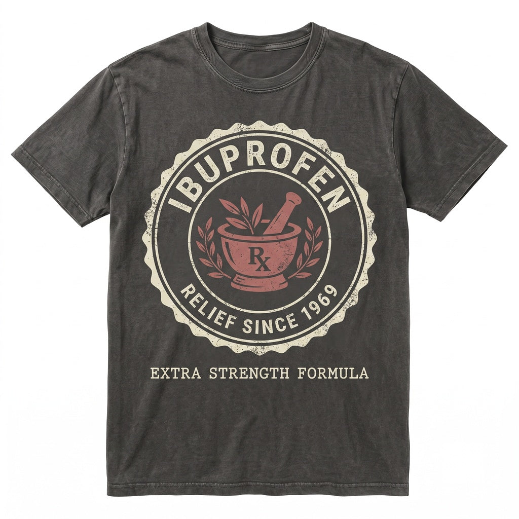 I Need Ibuprofen Vintage Ironic Meme Painkiller Festival Humorous Hungover Silly Gift Unisex TShirt