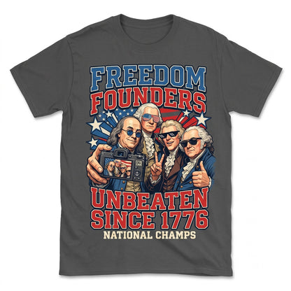 1776 National Champs Red White & Chillin 250 Celebration Funny Founding Fathers Selfie Graphic Unisex TShirt