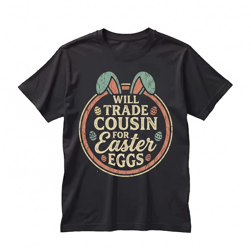 Will Trade Cousin For Easter Eggs Funny Happy Bunny Womens Boys Gift Unisex TShirt