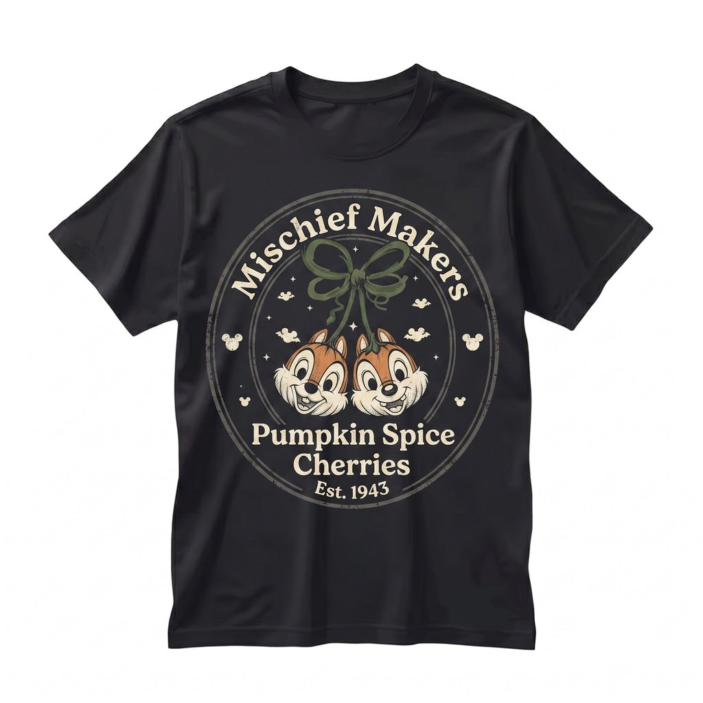 Vintage Halloween Pumpkin Head Chipmunk Bow Graphic Cute Spooky Animal Kingdom Fall Apparel Unisex TShirt