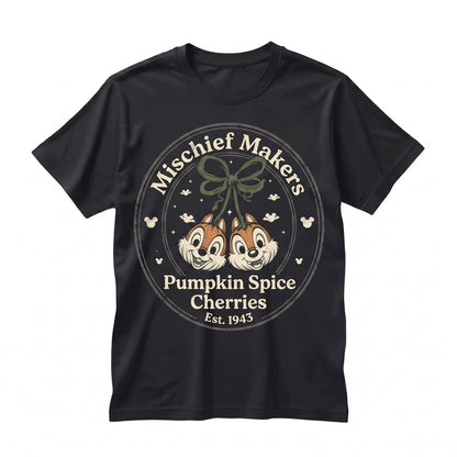Vintage Halloween Pumpkin Head Chipmunk Bow Graphic Cute Spooky Animal Kingdom Fall Apparel Unisex TShirt
