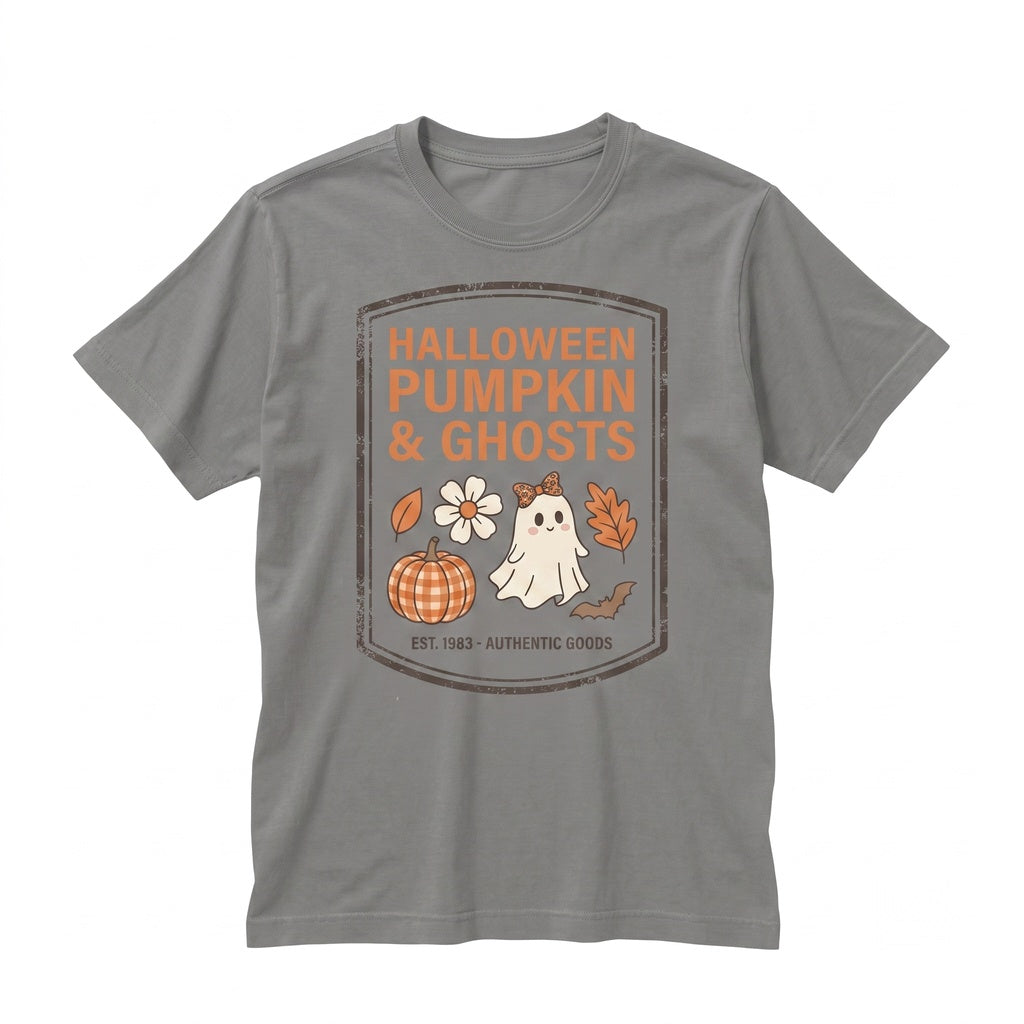 Cute Fall Pumpkin Bow Halloween Ghost Thanksgiving Autumn Season Thankful Vibes Holiday Graphic Unisex TShirt