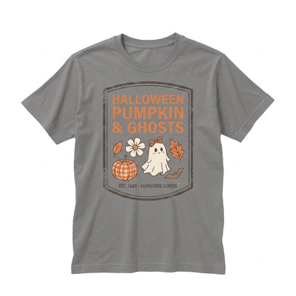 Cute Fall Pumpkin Bow Halloween Ghost Thanksgiving Autumn Season Thankful Vibes Holiday Graphic Unisex TShirt