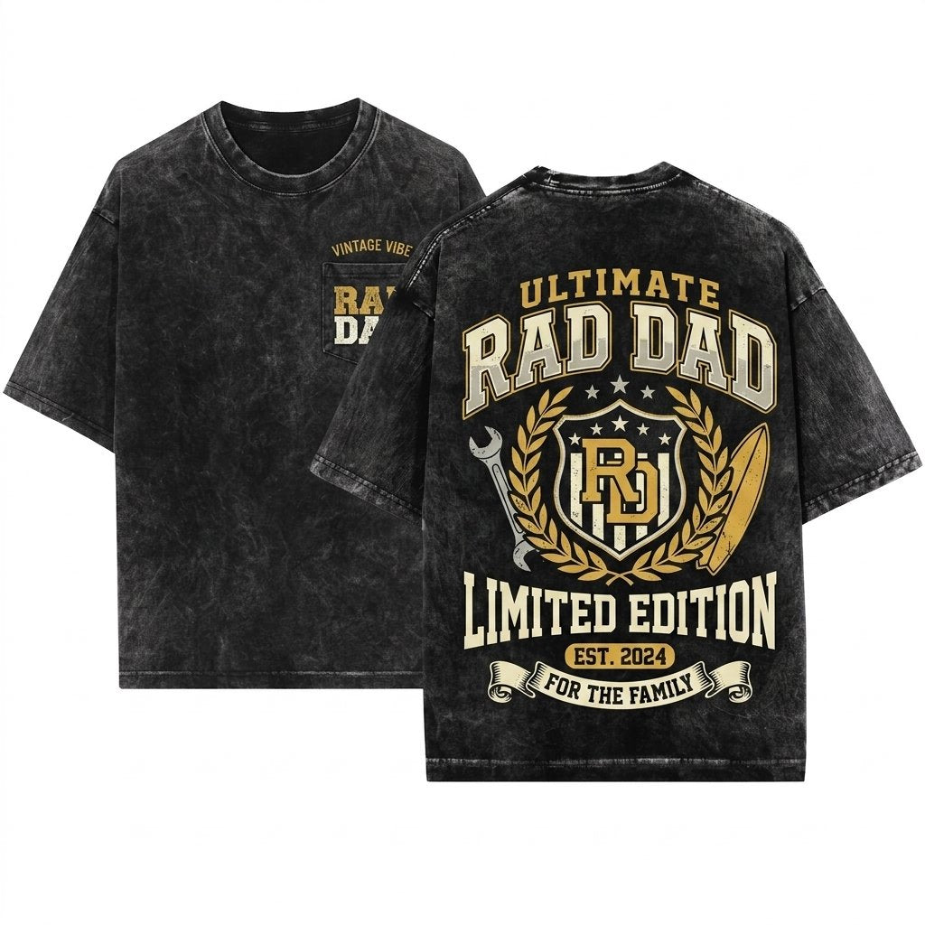 Rad Dad Legend Vintage Fatherhood Funny Husband Parenthood Graphic Unisex Wash T-Shirt