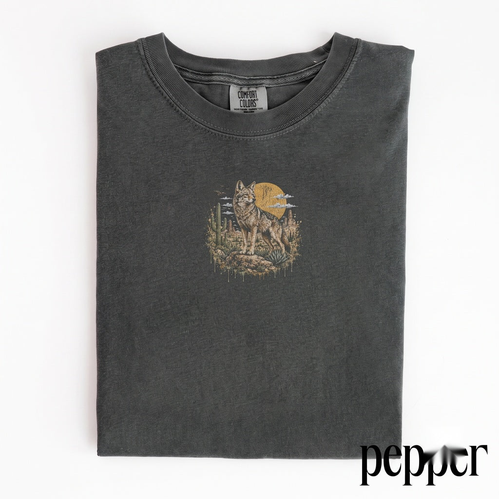 Retro Southwest Desert Coyote Graphic Vintage Wildlife Western Adventure Apparel Unisex TShirt