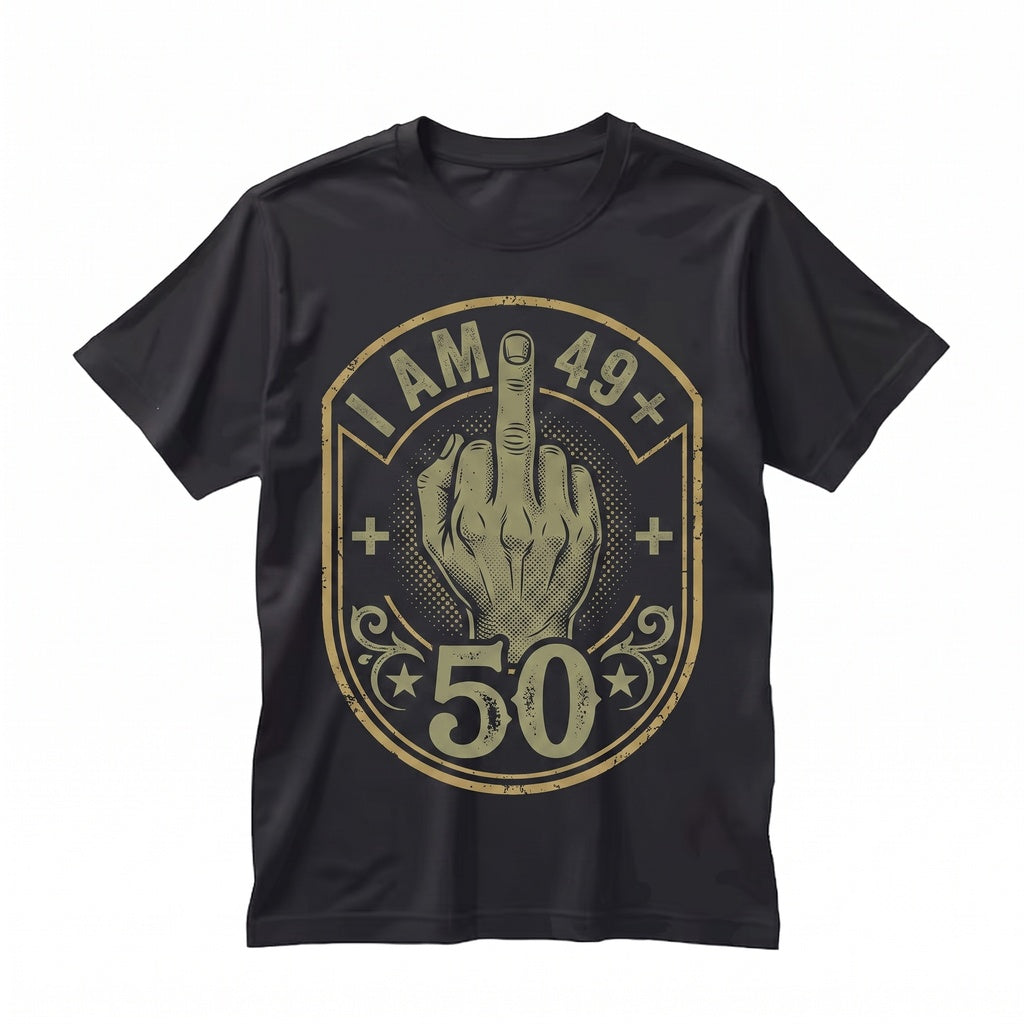 Funny 50th Birthday Gift Middle Finger Mom Dad Bday Party Apparel Graphic Humor Novelty Tops Unisex TShirt