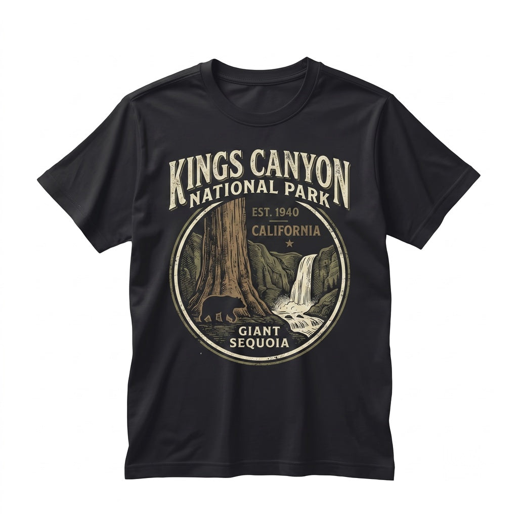 Vintage Kings Canyon Sequoia Forest California National Park Bear Hiking Nature Gift Unisex TShirt